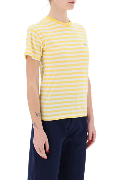 striped crewneck t-shirt 211924293002 CHROME YELLOW WHITE