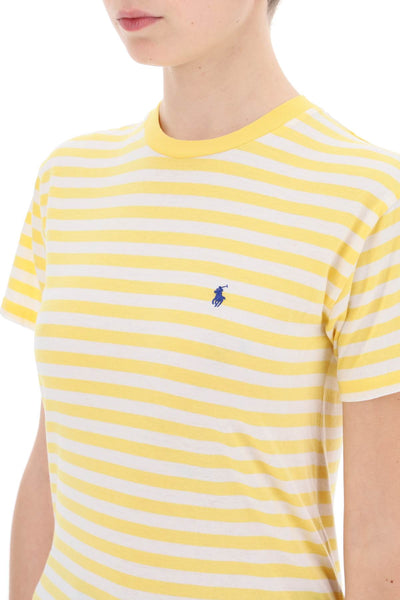 striped crewneck t-shirt 211924293002 CHROME YELLOW WHITE