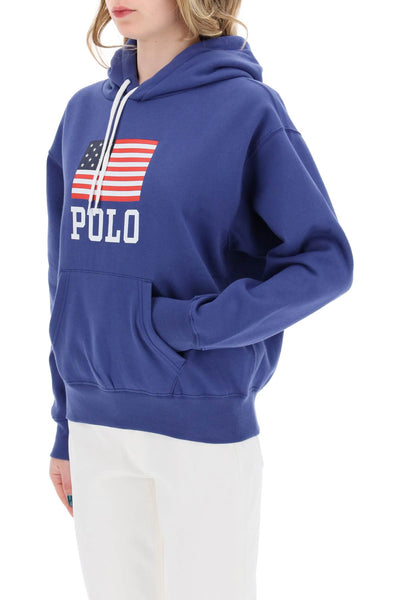 hooded sweatshirt with flag print 211935600002 CHARTER BLUE