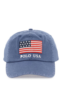 baseball cap in twill with embroidered flag 211949923002 LIGHT NAVY