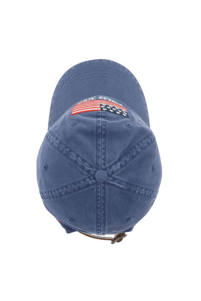 baseball cap in twill with embroidered flag 211949923002 LIGHT NAVY