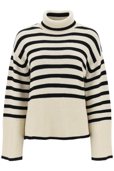 striped wool cotton turtleneck 212 562 758 LIGHT SAND STRIPE