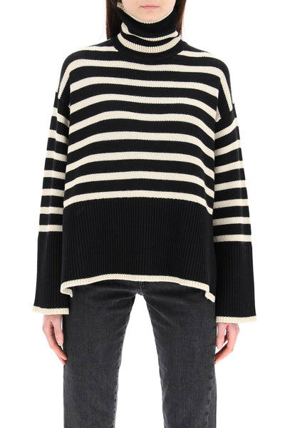 striped wool cotton turtleneck 212 562 758 BLACK STRIPE