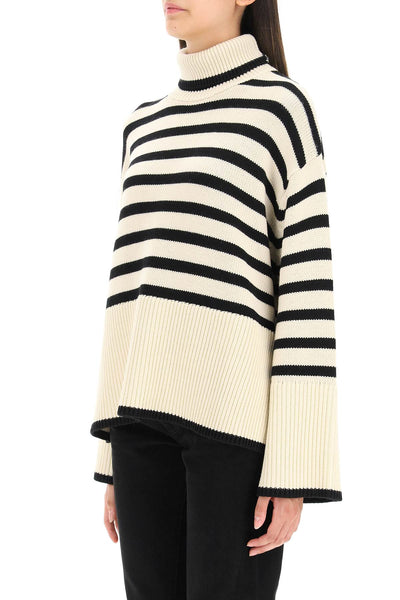 striped wool cotton turtleneck 212 562 758 LIGHT SAND STRIPE