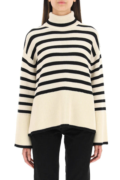 striped wool cotton turtleneck 212 562 758 LIGHT SAND STRIPE