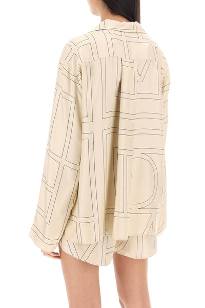 monogram silk pajama top 213 755 707 IVORY MONOGRAM