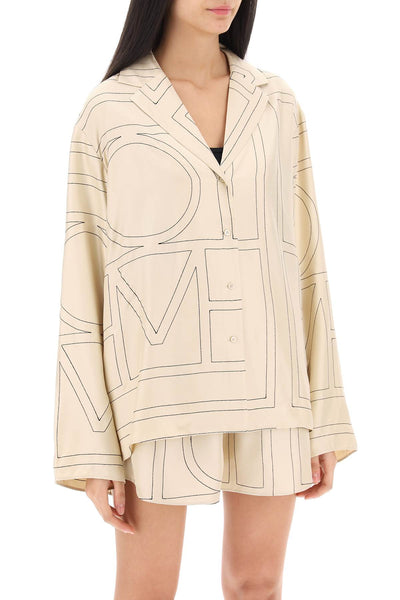 monogram silk pajama top 213 755 707 IVORY MONOGRAM