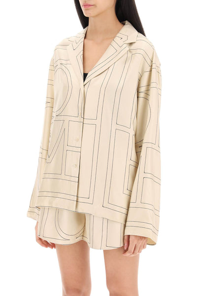 monogram silk pajama top 213 755 707 IVORY MONOGRAM