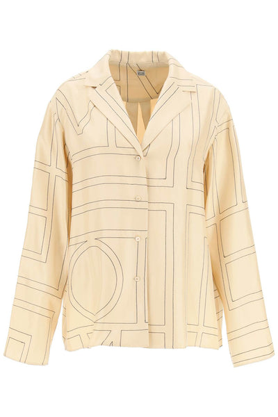 monogram silk pajama top 213 755 707 IVORY MONOGRAM