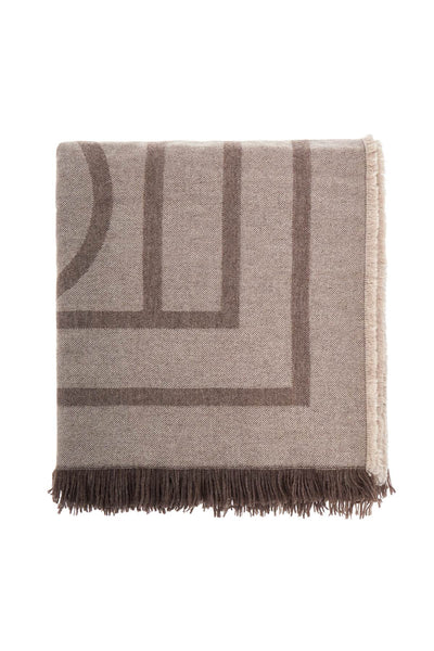 tobacco monogram wool and cashmere scarf with fringes 213 894 808 TOBACCO MONOGRAM