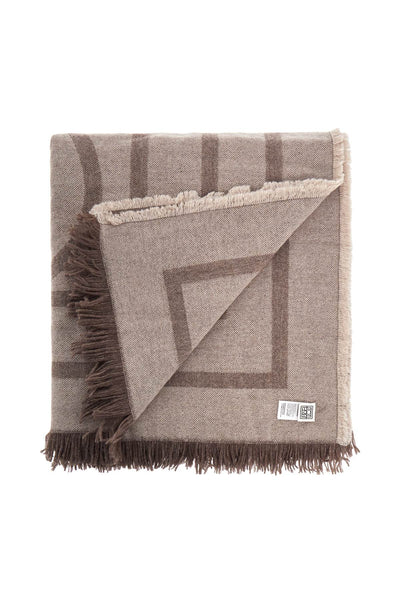 tobacco monogram wool and cashmere scarf with fringes 213 894 808 TOBACCO MONOGRAM