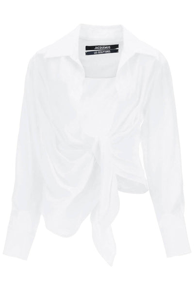 la chemise bahia' draped blouse 213SH002 1020 WHITE