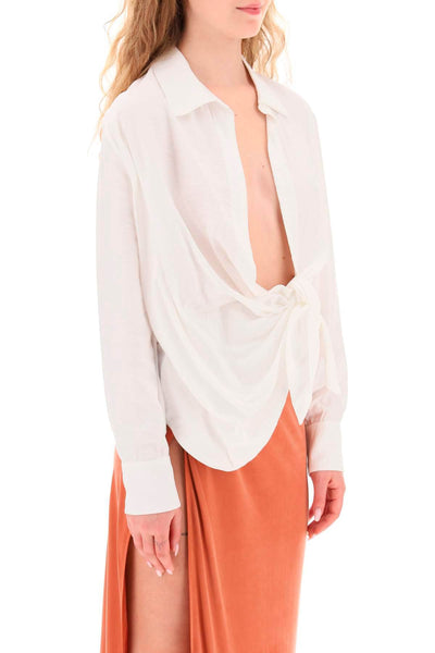 la chemise bahia' draped blouse 213SH002 1020 WHITE