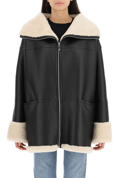 oversized shearling jacket 214 122 606 BLACK/OFF-WHITE