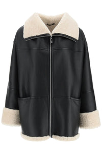 oversized shearling jacket 214 122 606 BLACK/OFF-WHITE