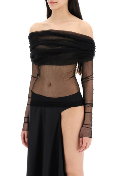 "silk tulle off-should 22041008 BLACK