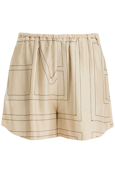 TOTEME monogram silk pajama shorts 223 226 707 IVORY MONOGRAM