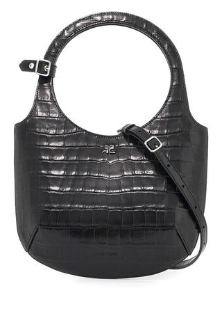 "handbag with holy crocodile print 224GSA102CR0060 BLACK