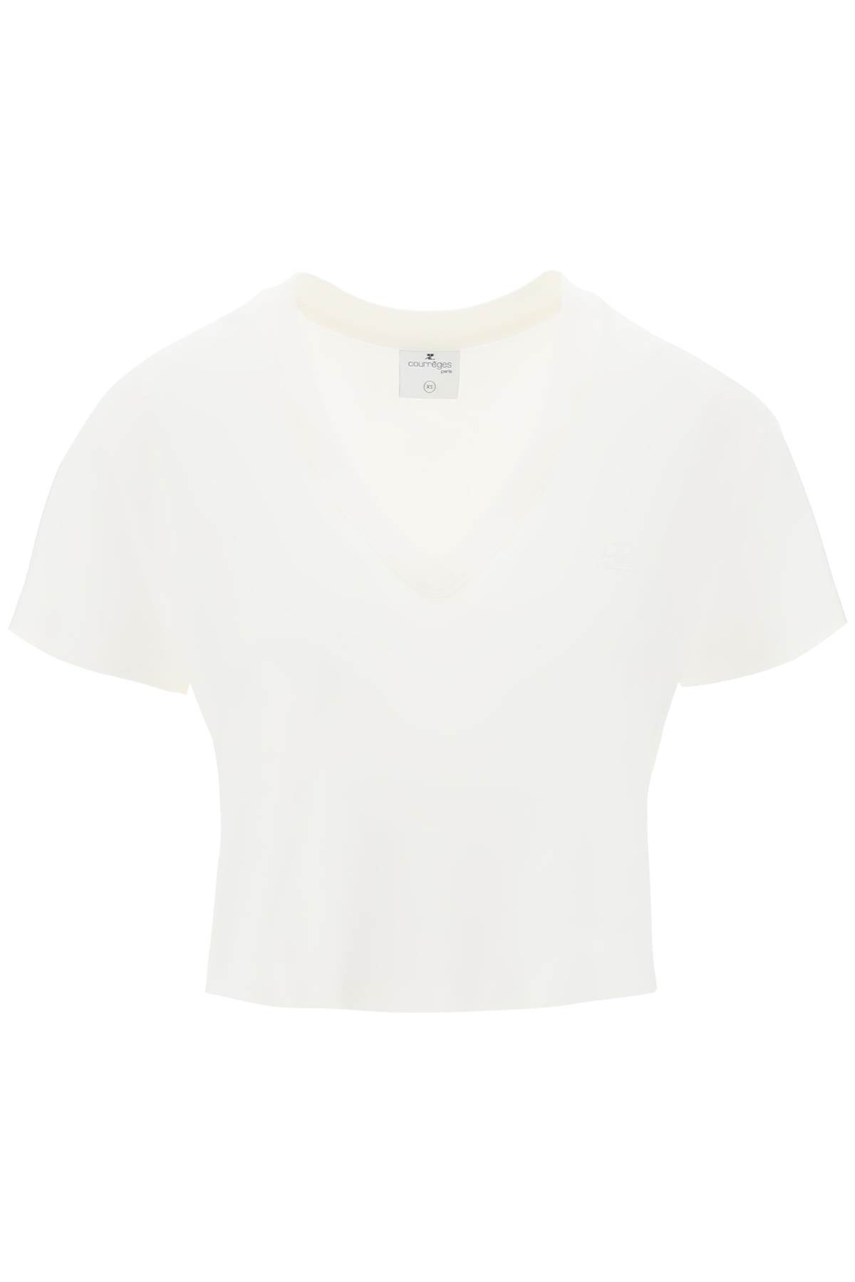 Courreges cropped logo t-shirt with 224JTS138JS0107 HERITAGE WHITE