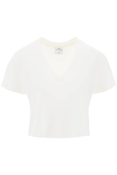 Courreges cropped logo t-shirt with 224JTS138JS0107 HERITAGE WHITE