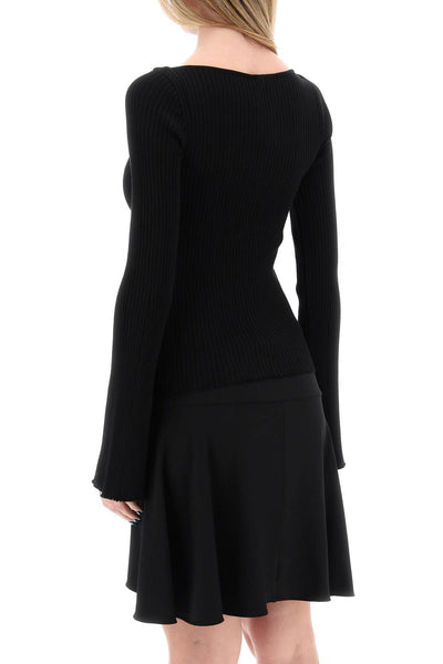 ribbed knit pullover sweater 224MPU163FI0001 BLACK