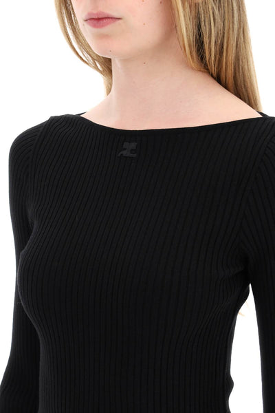 ribbed knit pullover sweater 224MPU163FI0001 BLACK