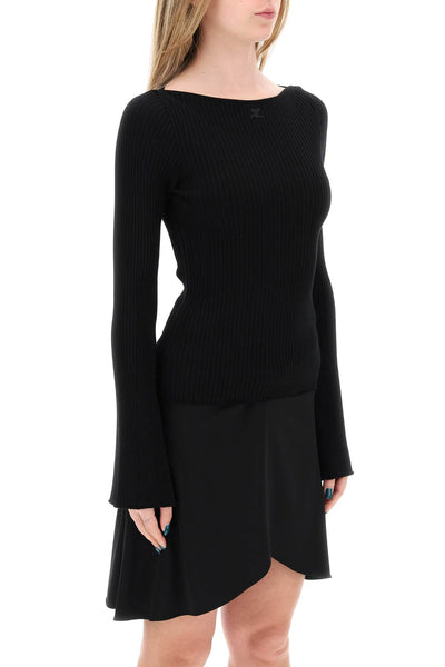 ribbed knit pullover sweater 224MPU163FI0001 BLACK
