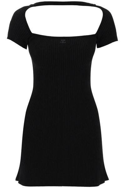 "hyperbole mini ribbed jersey dress with 224MRO416FI0001 BLACK