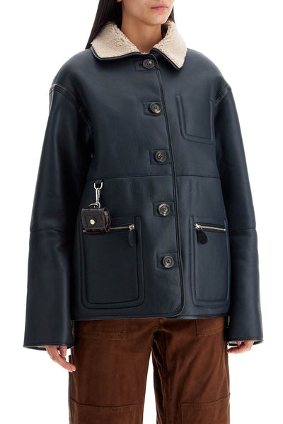 ada reversible shearling jacket 22520 NAVY / BEIGE