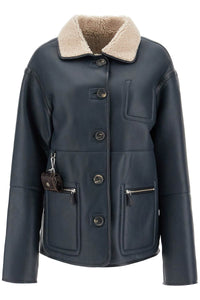 ada reversible shearling jacket 22520 NAVY / BEIGE