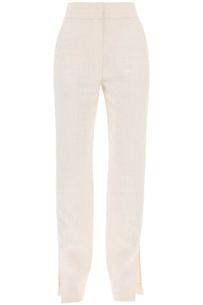 'le pantalon tibau' slit pants 231PA038 1069 OFF WHITE