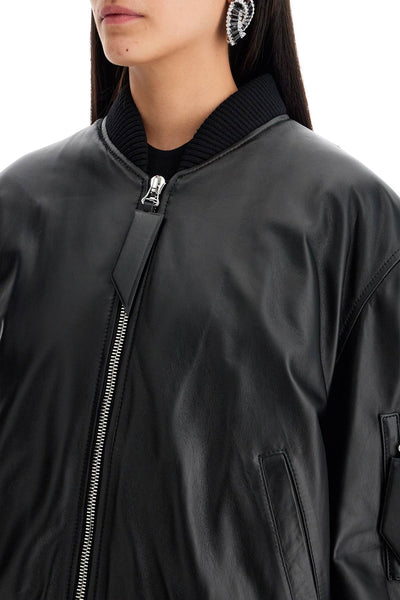 anja leather bomber jacket 231WCB04L054 BLACK