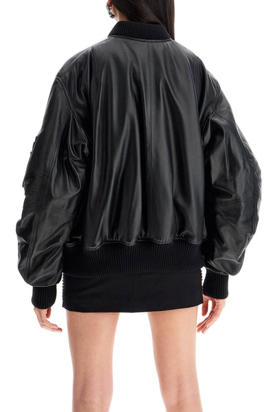 anja leather bomber jacket 231WCB04L054 BLACK