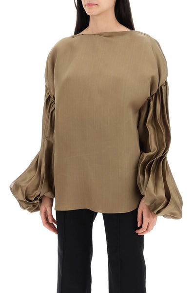 "quico blouse with puffed sleeves 2324386 W386 TOFFEE