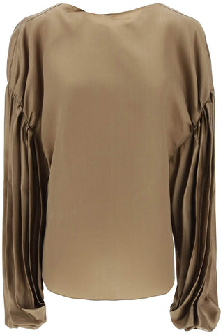 "quico blouse with puffed sleeves 2324386 W386 TOFFEE