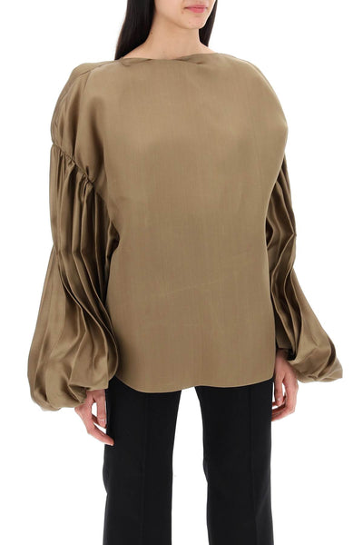 "quico blouse with puffed sleeves 2324386 W386 TOFFEE