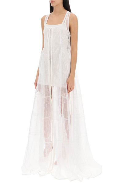 la robe dentelle maxi sequined dress 233DR068 1509 WHITE