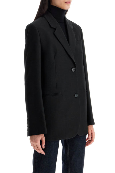 sustainable black oversized single-breasted jacket 234 WRZ869 FB0026 BLACK