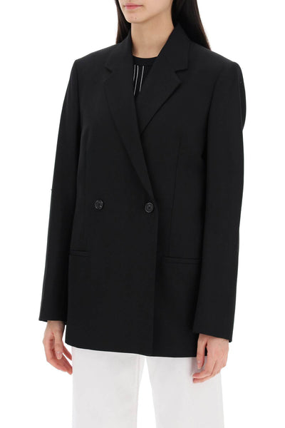 double-breasted recycled wool blazer 234 WRZ875 FB0026 BLACK