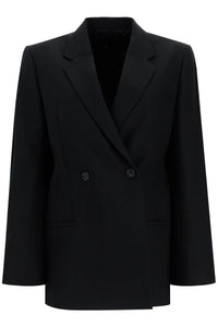 double-breasted recycled wool blazer 234 WRZ875 FB0026 BLACK