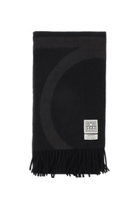 wool jacquard monogram scarf 234 WSASC239 FB0050 CHARCOAL MELANGE 019