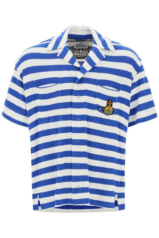 striped knit camp shirt 2401003HJ005U WHITE BLUE