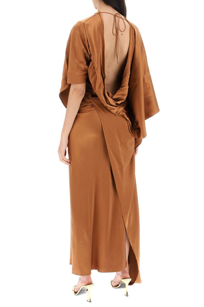 cusco silk draped midi dress 24013418 GINGER