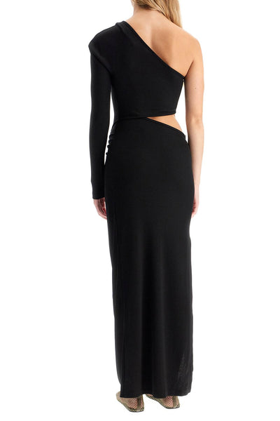 one-shoulder dress with cut-out and 24023162 BLACK