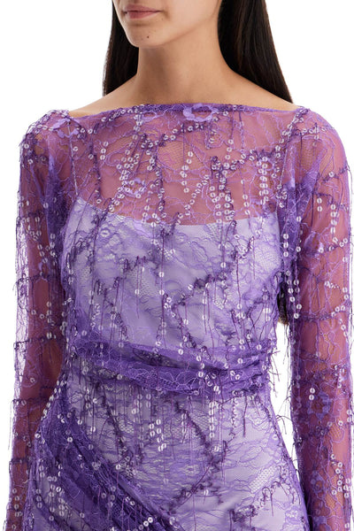 mini lace dress with sequins 24023298 GRAPE