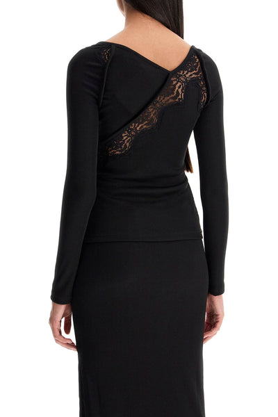 long-sleeved top with lace 24031119 BLACK