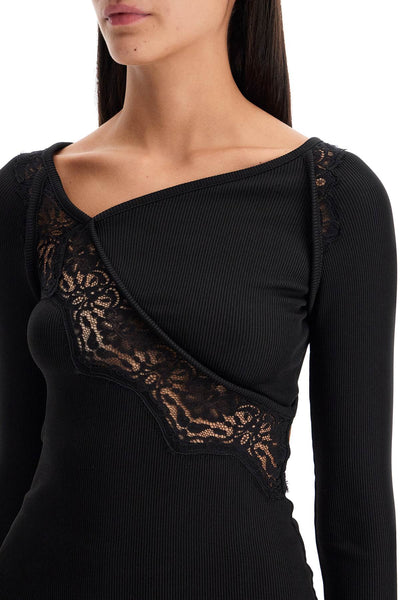 long-sleeved top with lace 24031119 BLACK