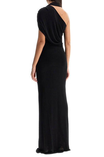 asymmetric american neckline dress with asym 24033056 BLACK