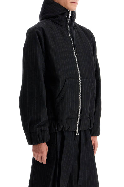 hooded wool gessato jacket 24 03478M BLACK