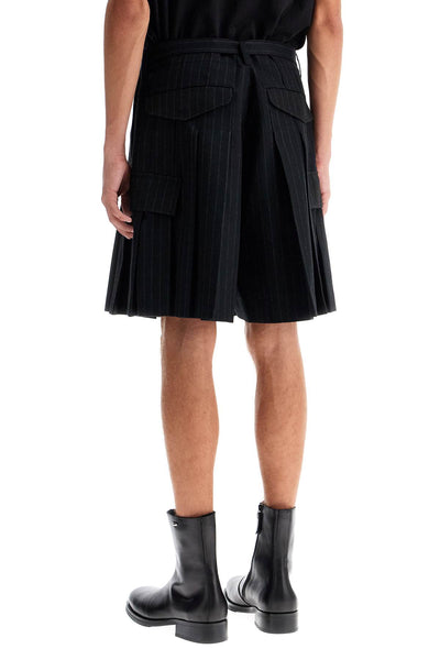 striped pleated bermuda shorts 24 03481M BLACK